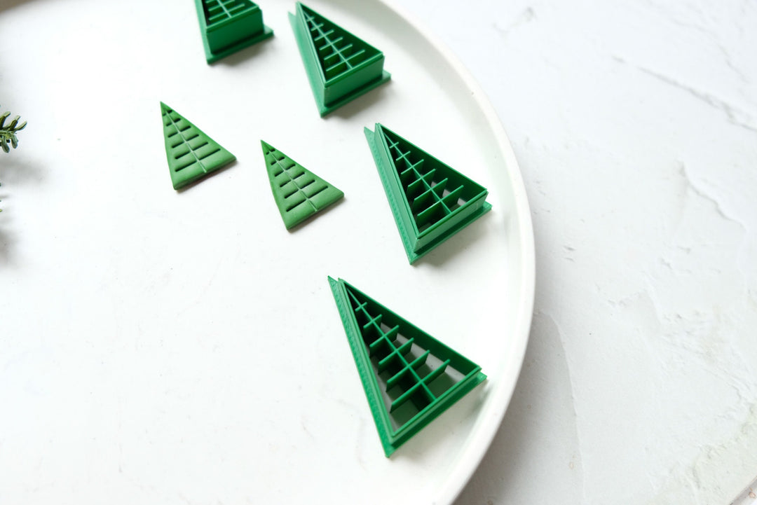 Christmas Tree clay cutter (B), Christmas Tree Embossed cutter, Christmas earrings, Scallop Christmas tree clay cutter