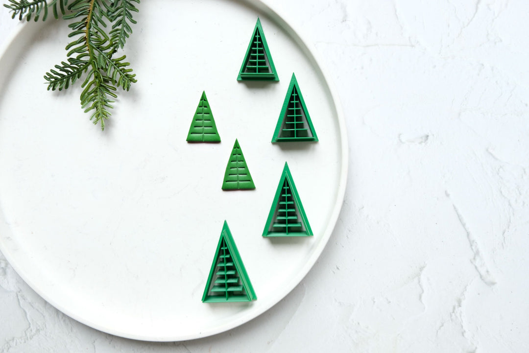 Christmas Tree clay cutter (B), Christmas Tree Embossed cutter, Christmas earrings, Scallop Christmas tree clay cutter