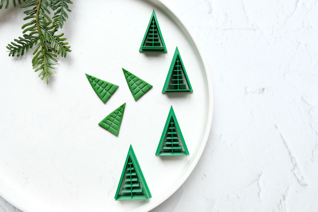 Christmas Tree clay cutter (B), Christmas Tree Embossed cutter, Christmas earrings, Scallop Christmas tree clay cutter