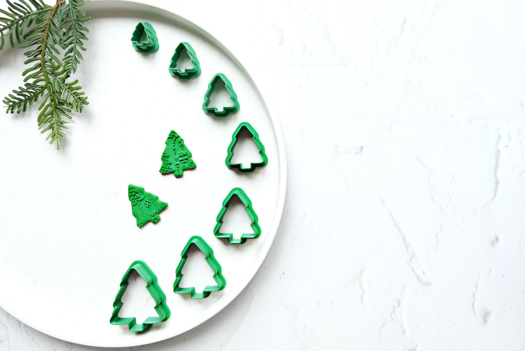 Christmas Tree clay cutter (D), Christmas Tree Clay Earrings, Christmas earrings, Scallop Christmas tree clay cutter