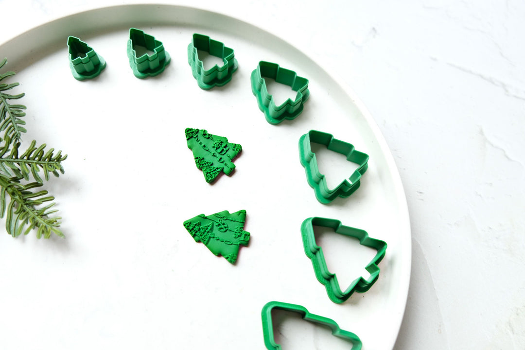 Christmas Tree clay cutter (D), Christmas Tree Clay Earrings, Christmas earrings, Scallop Christmas tree clay cutter