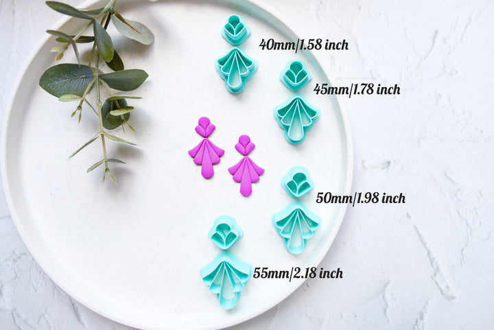 Leaf combo polymer clay cutter ( 2 pc set), Petal Leaf Embossed cutter, Imprint flower earrings, Scallop clay cutter, Summer Earring cutter