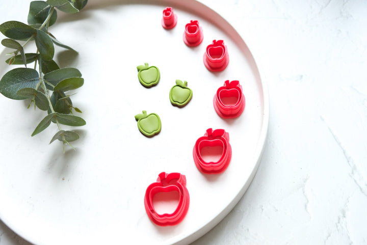 Apple imprint clay cutter, Fruit earring cutter, Food clay cutter, Summer Clay Cutters, Apple earrings, Polymer clay cutter set