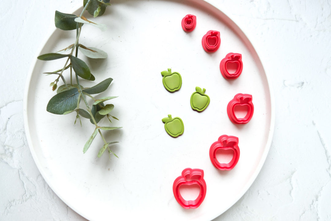 Apple imprint clay cutter, Fruit earring cutter, Food clay cutter, Summer Clay Cutters, Apple earrings, Polymer clay cutter set