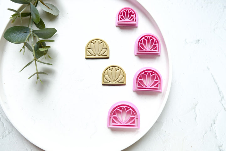 Lotus Arch polymer clay cutter, Embossed clay cutter cutter, Imprint clay cutter, Scallop clay cutter, Lotus Arch Earring cutters