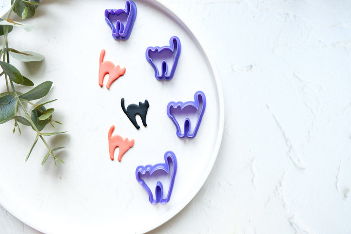 Halloween Cat clay cutter, Animal Clay cutter, Polymer clay earring cutter, Cat cutter, Hair clip cutter, Cats stamp, Cookie cutter