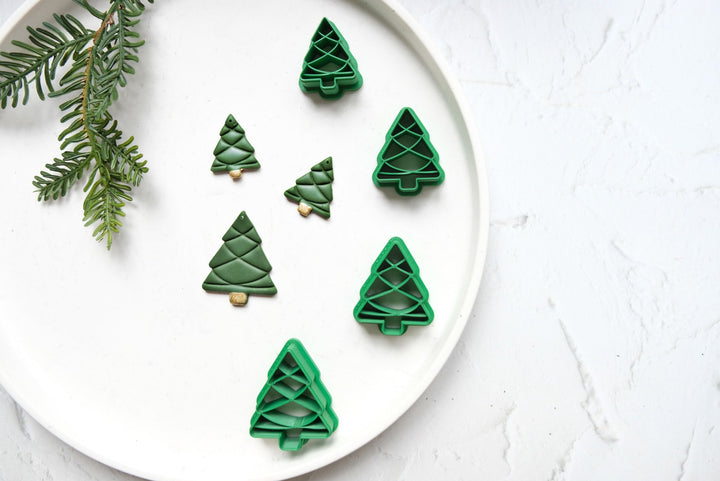 Christmas Tree clay cutter, Christmas Tree Embossed cutter, Christmas earrings, Scallop Christmas tree clay cutter