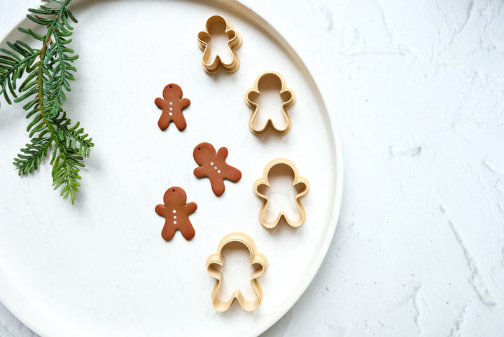 Christmas Gingerbread boy clay cutter, Ginger Boy Embossed cutter, Christmas earrings, Scallop Ginger clay cutter