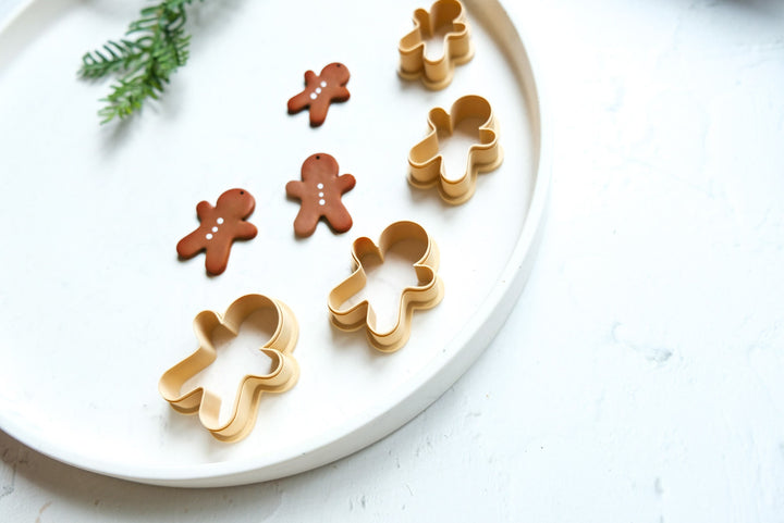 Christmas Gingerbread boy clay cutter, Ginger Boy Embossed cutter, Christmas earrings, Scallop Ginger clay cutter