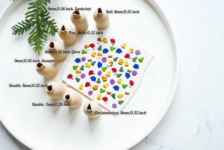 Micro Christmas Bauble Polymer Clay Cutter, Mini Bauble cutter, Ornament cutter, Earring making tool, Clay cutter set, Hat cutter