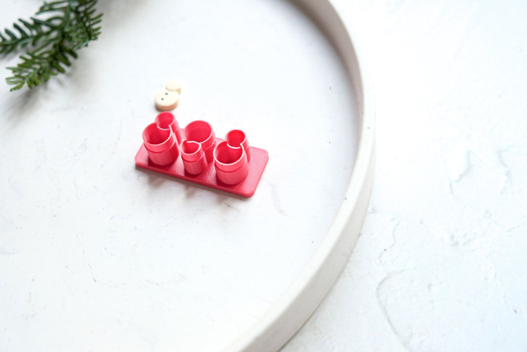 Christmas Stud Polymer Clay Cutters, Bow clay cutter, Christmas Tree earring clay cutter, Holly leaf Clay Cutters, Snowman earrings