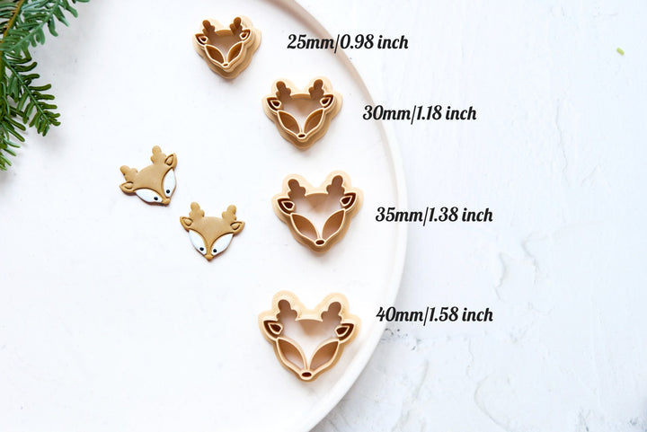 Christmas Deer Clay cutter, Christmas Reindeer Embossed cutter, Christmas earrings, Scallop Christmas deer clay cutter