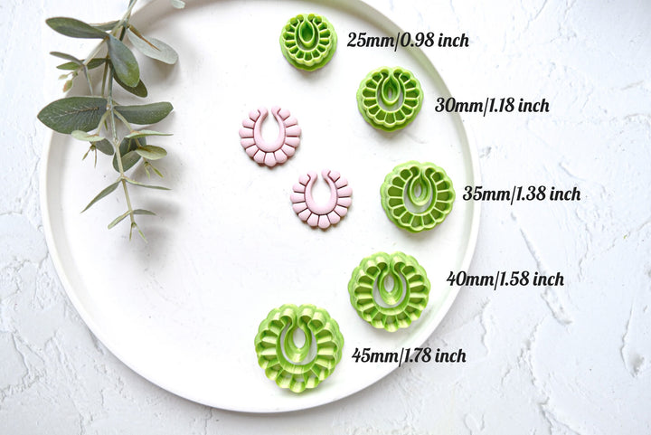 Hoop with flower clay cutter, Boho Polymer Clay Cutter, Half hoop flower Cutter, Boho clay cutters, Cutter set, Hoop clay earring cutters