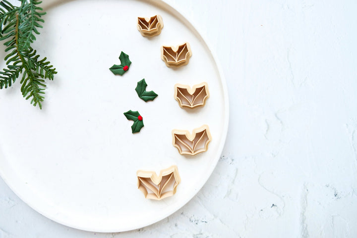 Christmas Holly leaf Clay cutter, Christmas clay cutter, Christmas earrings, Scallop Present clay cutter, Celebration clay cuttter