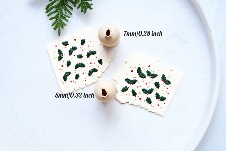 Micro Christmas Holly leaf Polymer Clay Cutter, Mini holly leaf Clay cutter set, Leaf clay cutter, Earring making tool, Clay cutter set