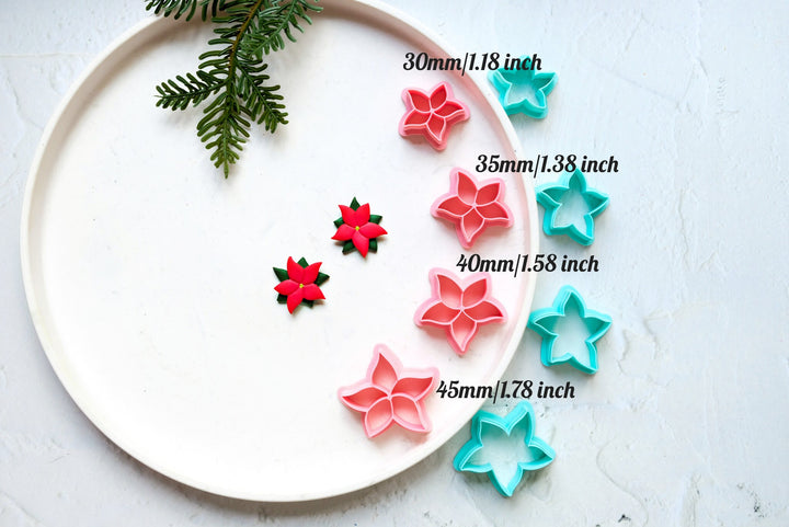 Christmas Poinsettia clay cutter, Christmas Flower Embossed cutter, Christmas earrings, Scallop Christmas Flower clay cutter