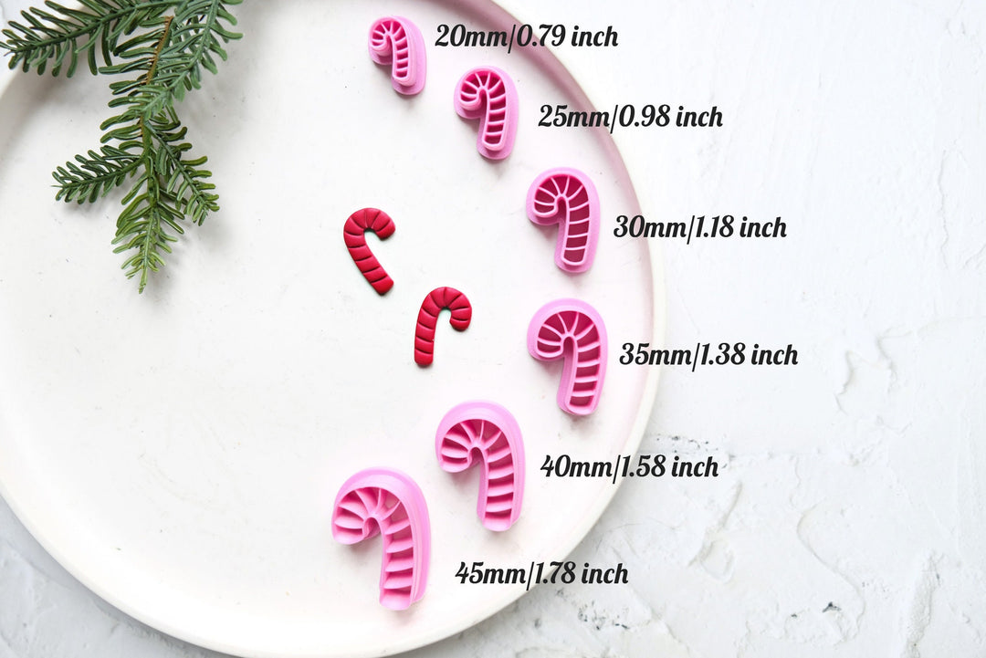 Christmas Candy Cane clay cutter, Christmas Candy Cane Embossed cutter, Christmas earrings, Scallop Christmas Candy clay cutter