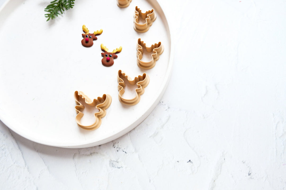 Reindeer Polymer Clay Cutter, Christmas Clay Embossed cutter, Christmas earrings, Scallop Christmas Deer clay cutter