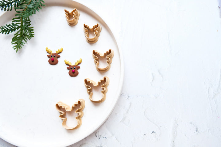 Reindeer Polymer Clay Cutter, Christmas Clay Embossed cutter, Christmas earrings, Scallop Christmas Deer clay cutter