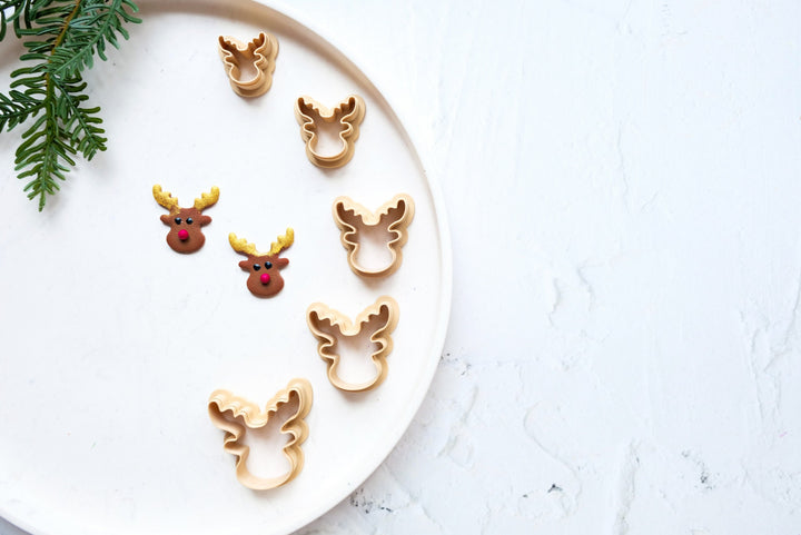 Reindeer Polymer Clay Cutter, Christmas Clay Embossed cutter, Christmas earrings, Scallop Christmas Deer clay cutter