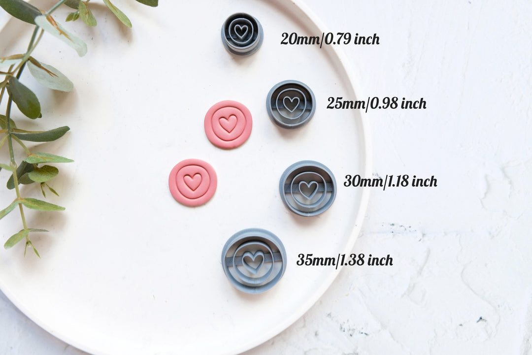 Circle Polymer Clay Cutter with Heart, Valentine Polymer Clay Cutter, Cookie cutter, Heart hair clip cutter, Earring making tool, Clay tool