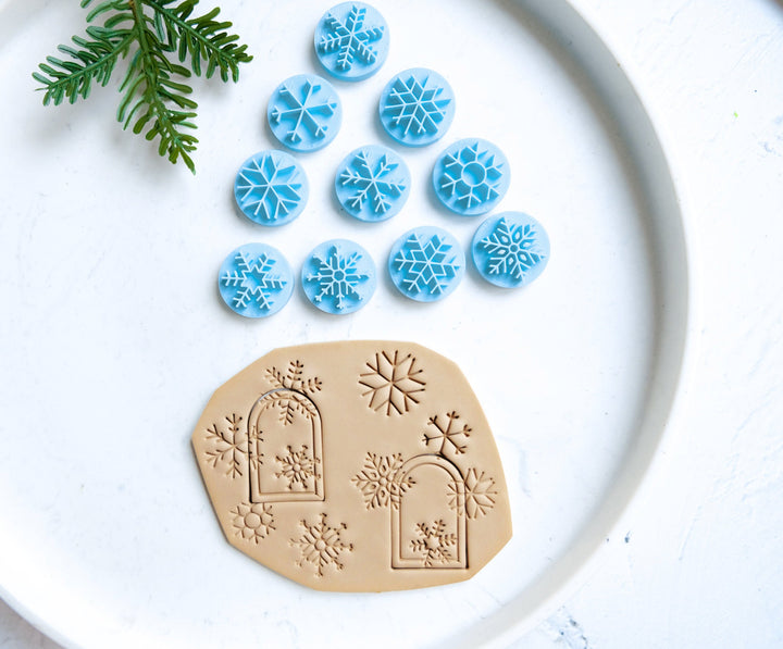 Polymer clay Snowflake stamp set (10pc), Christmas clay stamp, Clay texture, Winter stamps, Christmas clay texture, Earring making tools