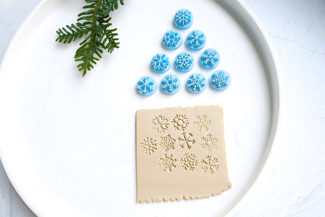 Polymer clay Mini Snowflake stamp set (10pc), Christmas clay stamp, Clay texture, Winter stamp, Christmas clay texture, Earring making tools