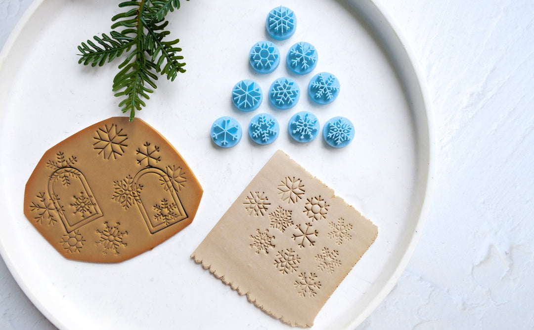 Polymer clay Mini Snowflake stamp set (10pc), Christmas clay stamp, Clay texture, Winter stamp, Christmas clay texture, Earring making tools