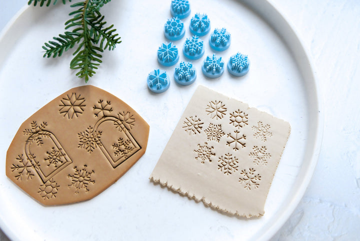 Polymer clay Mini Snowflake stamp set (10pc), Christmas clay stamp, Clay texture, Winter stamp, Christmas clay texture, Earring making tools