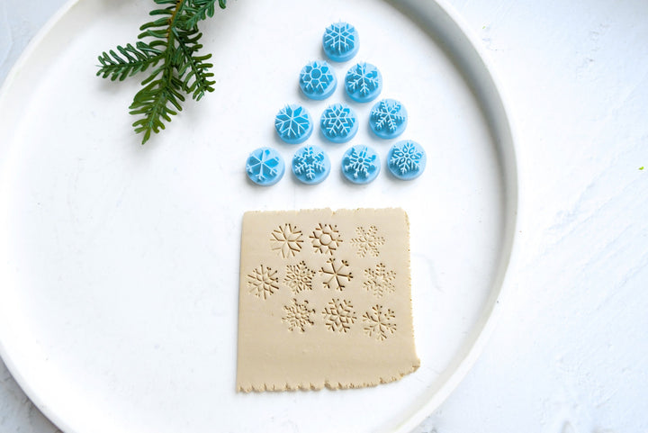 Polymer clay Mini Snowflake stamp set (10pc), Christmas clay stamp, Clay texture, Winter stamp, Christmas clay texture, Earring making tools