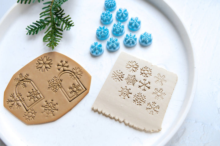 Polymer clay Mini Snowflake stamp set (10pc), Christmas clay stamp, Clay texture, Winter stamp, Christmas clay texture, Earring making tools