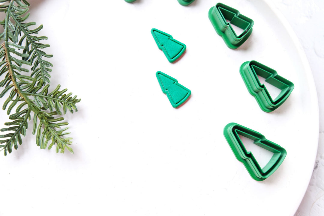 Christmas Tree B clay cutter, Christmas clay earrings cutter, Christmas earrings, Scallop Christmas tree clay cutter