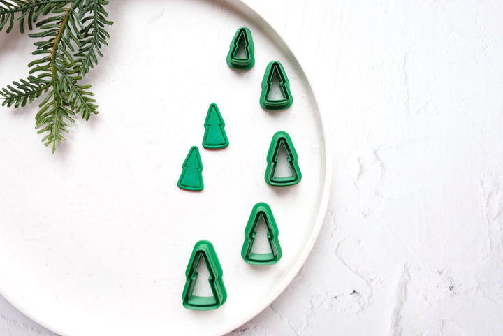 Christmas Tree B clay cutter, Christmas clay earrings cutter, Christmas earrings, Scallop Christmas tree clay cutter