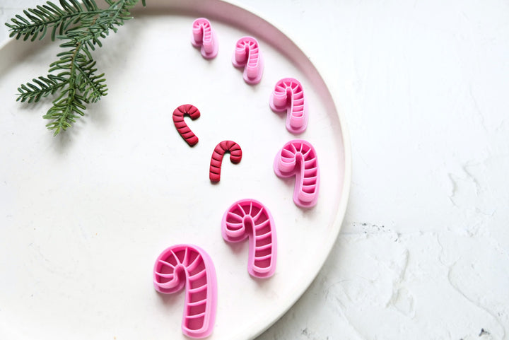 Christmas Candy Cane clay cutter, Christmas Candy Cane Embossed cutter, Christmas earrings, Scallop Christmas Candy clay cutter