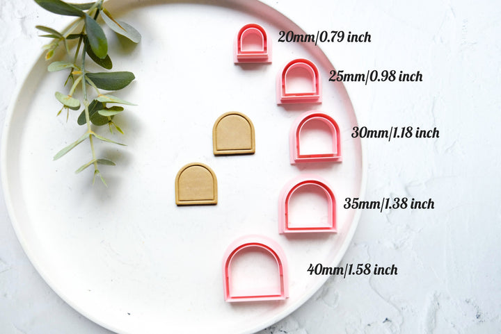 Short arch Polymer Clay Cutter with Line, Embossed clay cutter, Imprint clay cutter, Scallop clay cutter, Arch Earring cutter