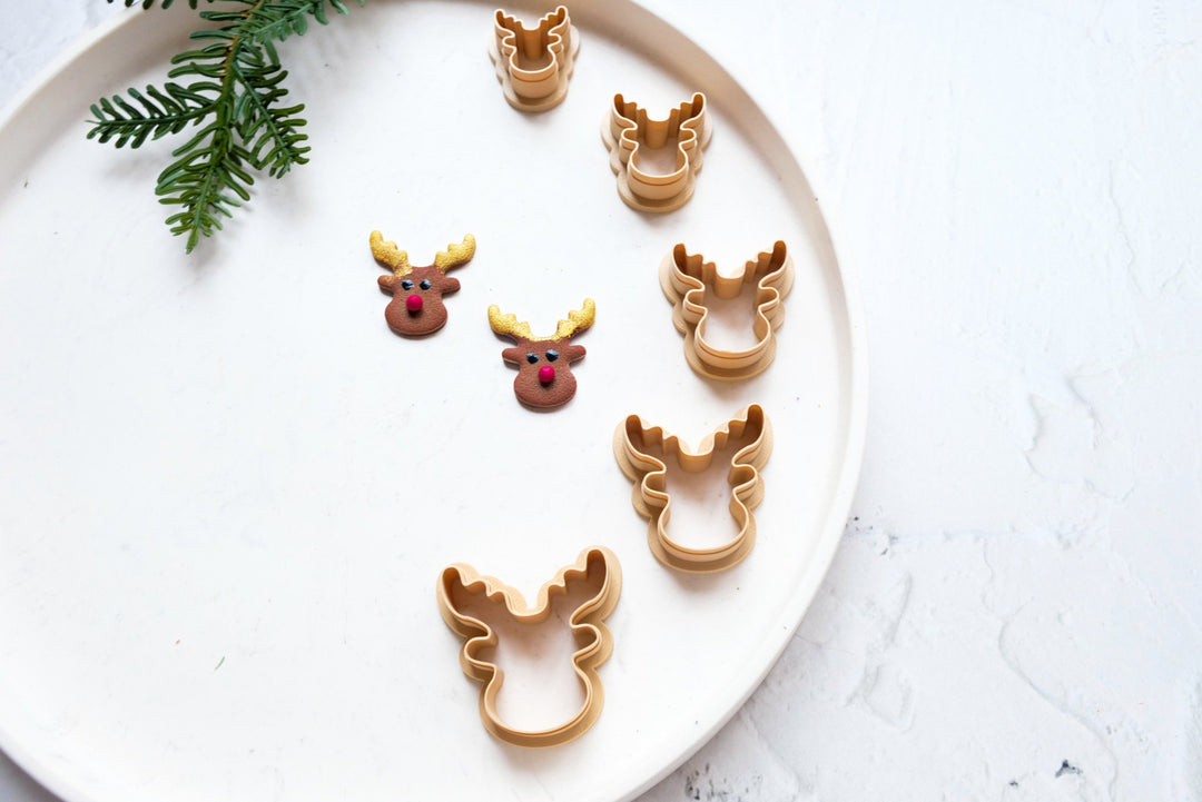 Reindeer Polymer Clay Cutter, Christmas Clay Embossed cutter, Christmas earrings, Scallop Christmas Deer clay cutter