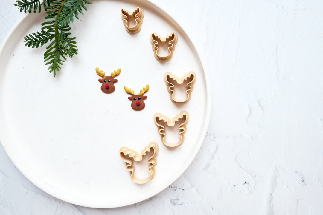 Reindeer Polymer Clay Cutter, Christmas Clay Embossed cutter, Christmas earrings, Scallop Christmas Deer clay cutter