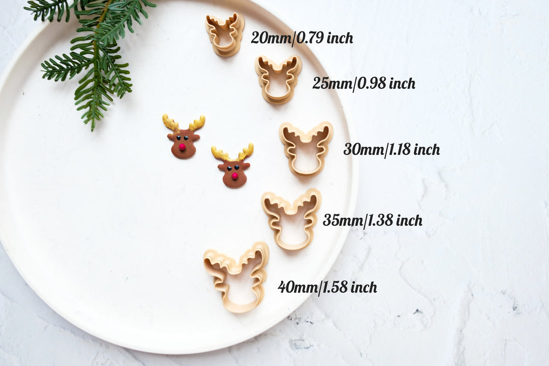 Reindeer Polymer Clay Cutter, Christmas Clay Embossed cutter, Christmas earrings, Scallop Christmas Deer clay cutter