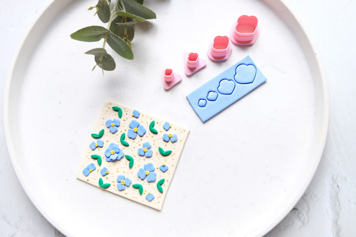 Flower petal H polymer clay cutter, Mini petal cutter, Micro Flower cutter, Flower earring making set, Clay flower cutter set. Flower stamp