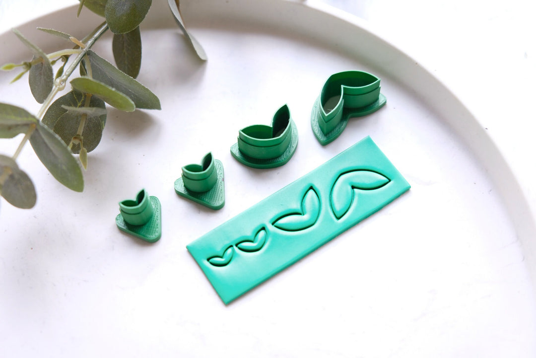 Flower leaf K Polymer Clay Cutter, Mini leaf cutter, Micro Leaf cutter, Leaf earring making set, Clay leaf cutter set. Flower stamp