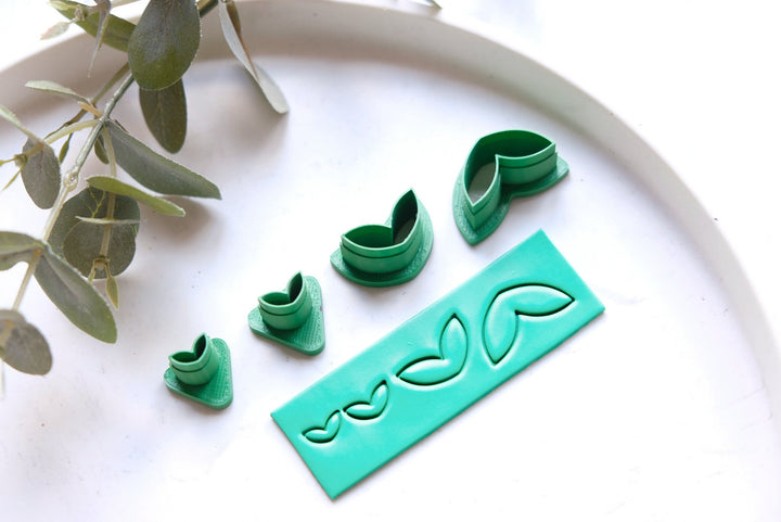 Flower leaf K Polymer Clay Cutter, Mini leaf cutter, Micro Leaf cutter, Leaf earring making set, Clay leaf cutter set. Flower stamp