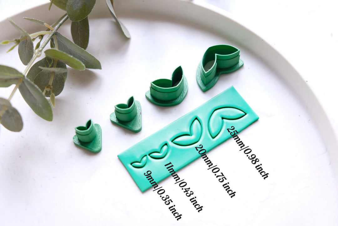 Flower leaf K Polymer Clay Cutter, Mini leaf cutter, Micro Leaf cutter, Leaf earring making set, Clay leaf cutter set. Flower stamp