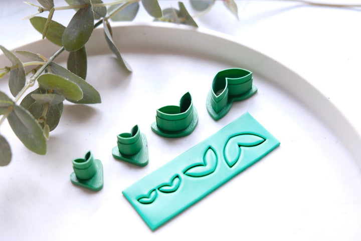 Flower leaf K Polymer Clay Cutter, Mini leaf cutter, Micro Leaf cutter, Leaf earring making set, Clay leaf cutter set. Flower stamp