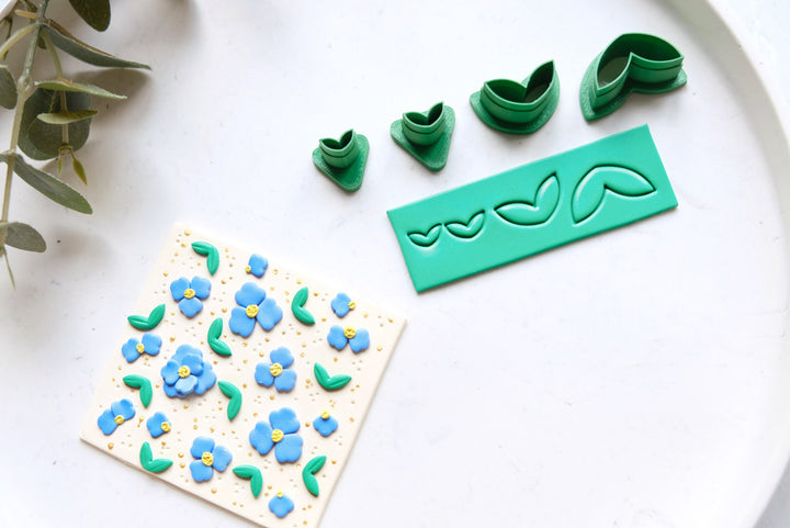 Flower leaf K Polymer Clay Cutter, Mini leaf cutter, Micro Leaf cutter, Leaf earring making set, Clay leaf cutter set. Flower stamp