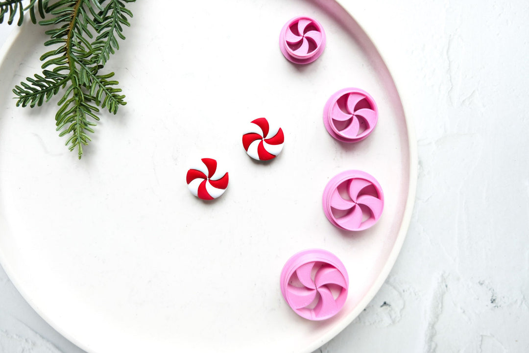 Christmas Lollipop Polymer Clay Cutter, Christmas Candy Embossed cutter, Candy Earrings, Scallop Christmas Lollipop Clay Cutter