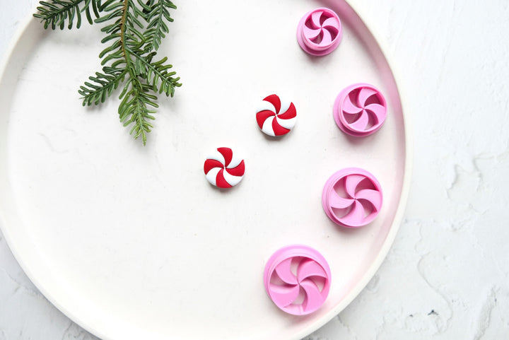 Christmas Lollipop Polymer Clay Cutter, Christmas Candy Embossed cutter, Candy Earrings, Scallop Christmas Lollipop Clay Cutter