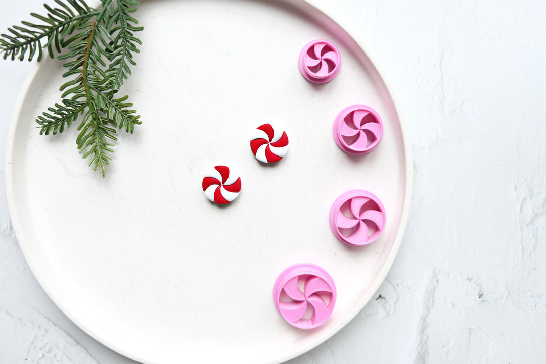 Christmas Lollipop Polymer Clay Cutter, Christmas Candy Embossed cutter, Candy Earrings, Scallop Christmas Lollipop Clay Cutter