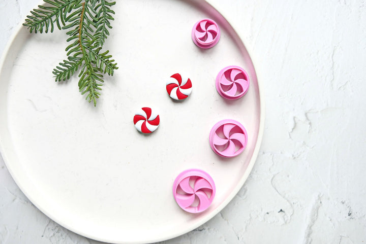 Christmas Lollipop Polymer Clay Cutter, Christmas Candy Embossed cutter, Candy Earrings, Scallop Christmas Lollipop Clay Cutter