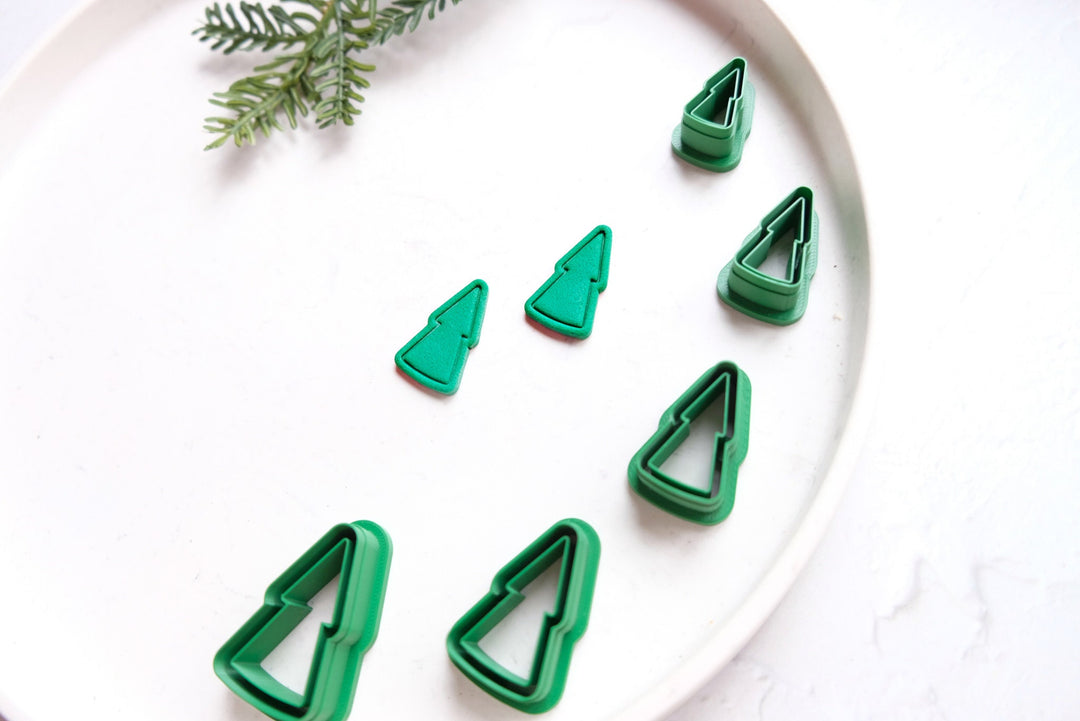 Christmas Tree B clay cutter, Christmas clay earrings cutter, Christmas earrings, Scallop Christmas tree clay cutter