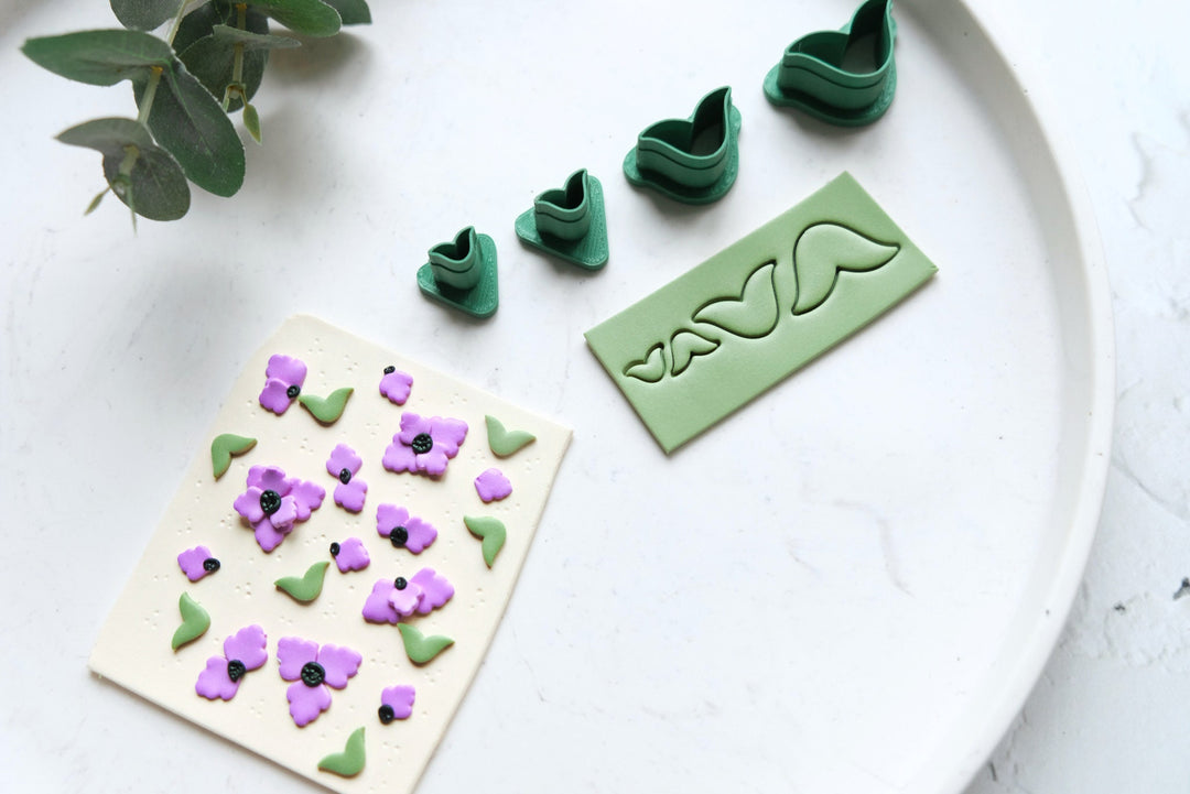 Flower & Leaf Polymer Clay Cutter Set | Mini Micro Clay Cutters for Earrings, Jewelry DIY Crafts
